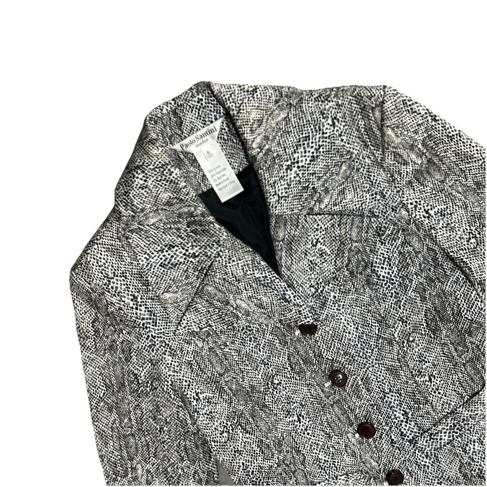 Paolo Santini Studio Snakeskin Print Suit Blazer Pants Womens Size 6 Stretch - Picture 11 of 15